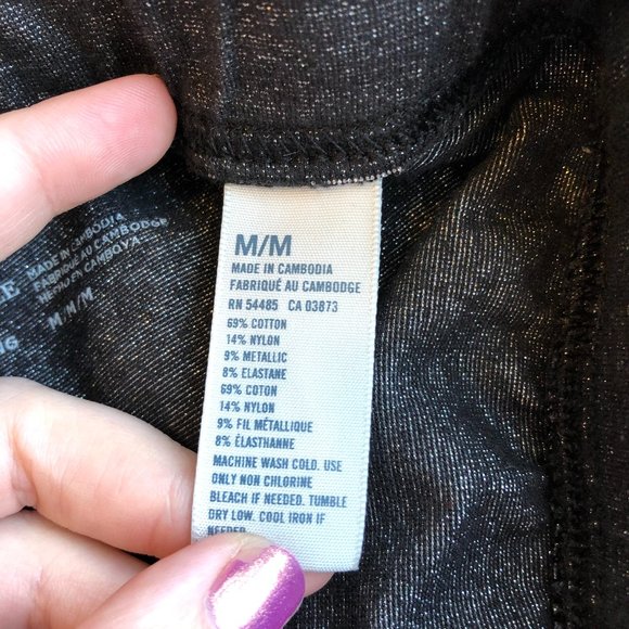American Eagle Black Shimmer Leggings Hi Rise Medium - Picture 5 of 8